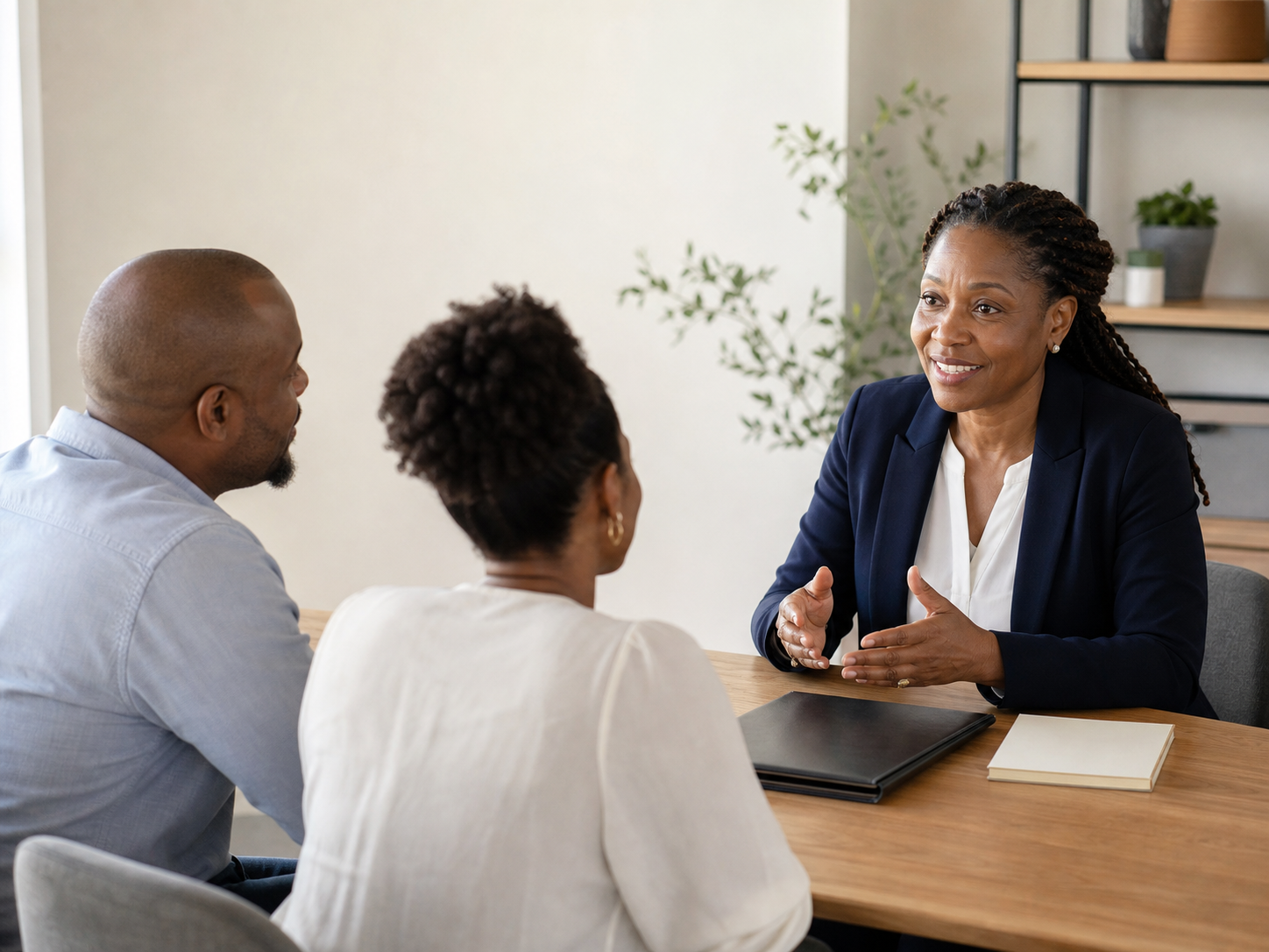 Clients receiving answers from a financial adviser